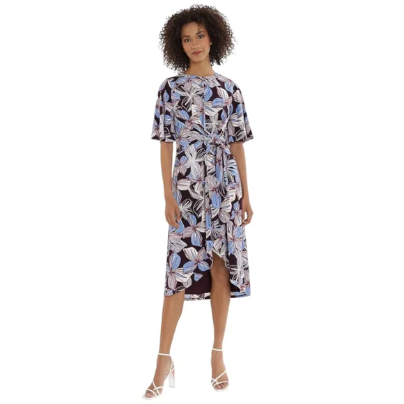 organza midi dress for women Mint Floral Organza Midi Dress